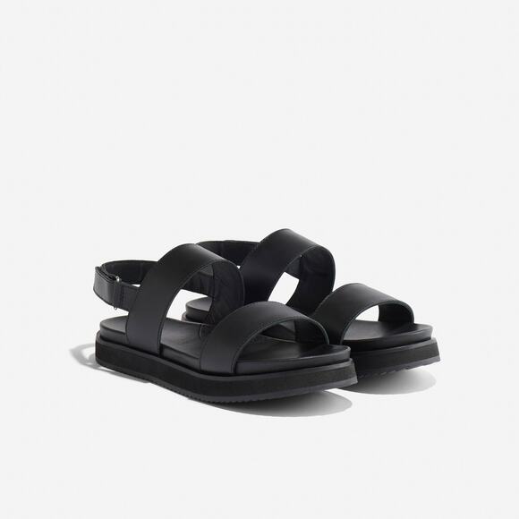 Nisolo Shoes - Nisolo 'Go-to' Flatform Black Leather Sandal 2.0 Size 8.5